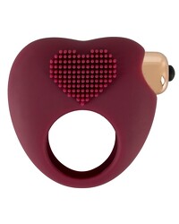 Magic Shiver Vibro Penisring in Herzform mit Stimulationsnoppen Rot 